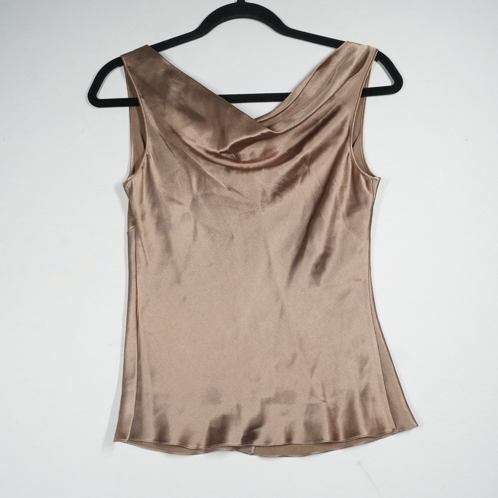 Y2K John Galliano Bronze Satin V-Neck Babydoll Cowl Back Blouse France NWT 38 - Picture 8 of 14